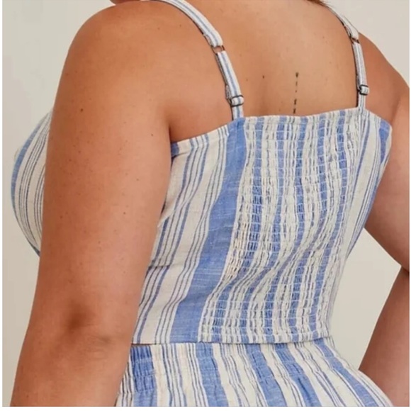 🆕 TORRID STRIPE LINEN BUTTON FRONT DETAIL CROP TOP 2 (2X 18-20) - Picture 7 of 7
